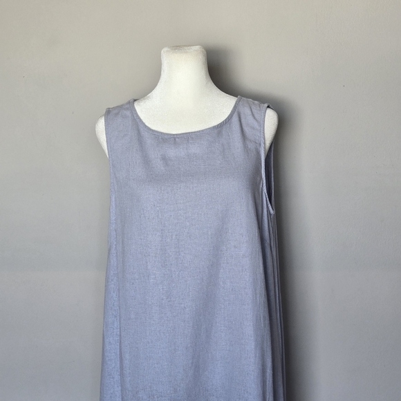 CYNTHIA ROWLEY Linen Hi-Low Tiered Maxi Sleeveless Lagenlook Beachy Boho Dress - Picture 6 of 10